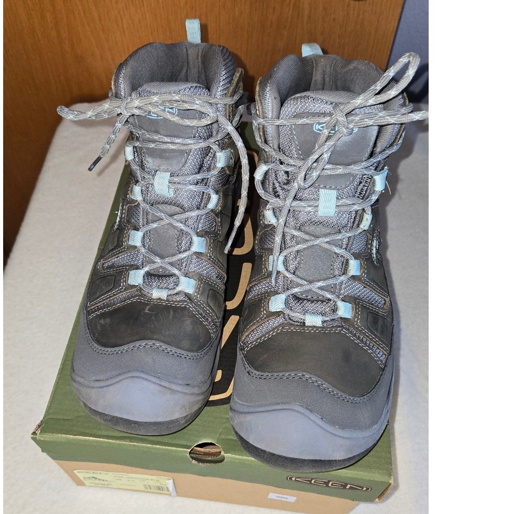 Keen Circadia Mid WP 9.5 Wide Waterproof Hiking Boots Steel Grey Cloud Blue - Picture 3 of 9